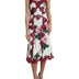 Dolce & Gabbana White Rose Print Lace Silk A-line Midi Dress