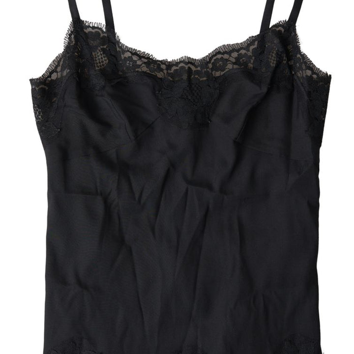 Dolce & Gabbana Black Lace Silk Sleepwear Camisole Underwear