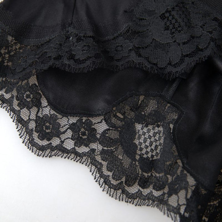 Dolce & Gabbana Black Lace Silk Sleepwear Camisole Underwear