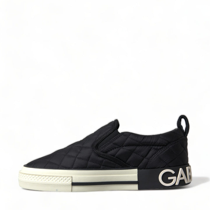 Dolce & Gabbana Black Quilted Slip On Low Top Sneakers Shoes