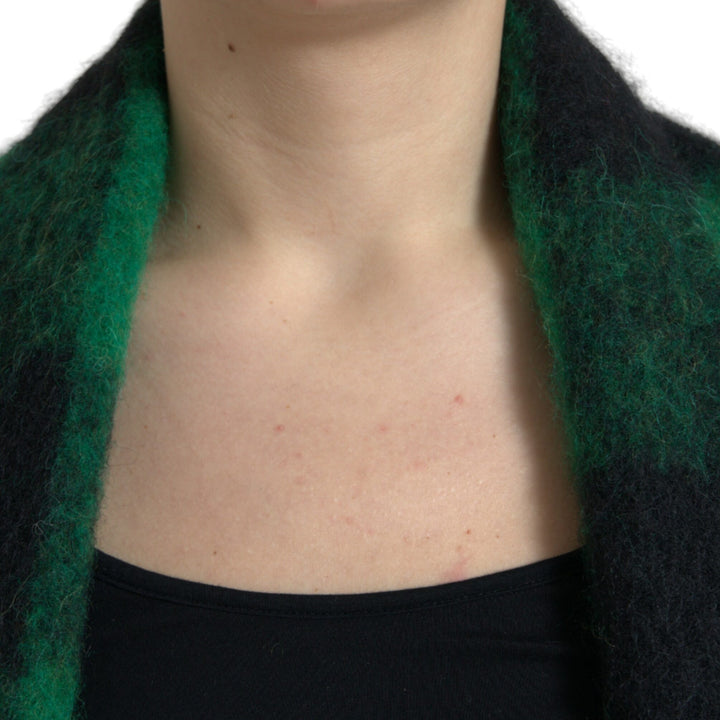 Dolce & Gabbana Black Green Buffalo Check Poncho Coat Jacket