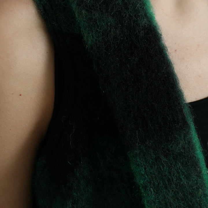 Dolce & Gabbana Black Green Buffalo Check Poncho Coat Jacket