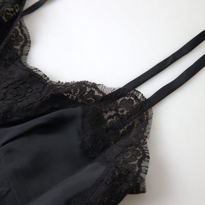 Dolce & Gabbana Black Lace Silk Sleepwear Camisole Underwear