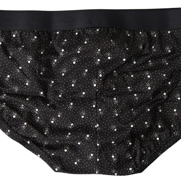 Dolce & Gabbana Black Dotted Cotton Brandon Briefs Underwear