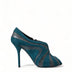 Dolce & Gabbana Teal Suede Leather Peep Toe Heels Pumps Shoes