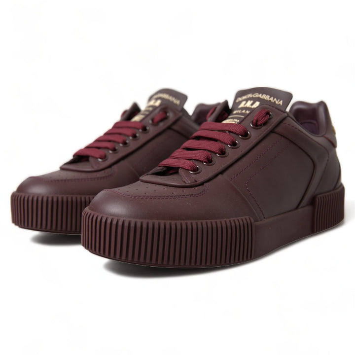 Dolce & Gabbana Bordeaux Calfskin D.N.A Milano Sneakers Shoes