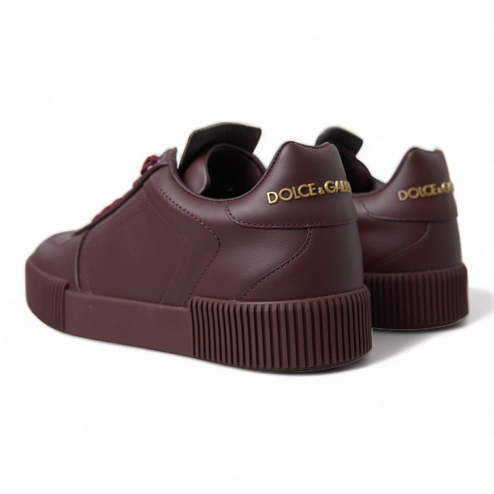 Dolce & Gabbana Bordeaux Calfskin D.N.A Milano Sneakers Shoes