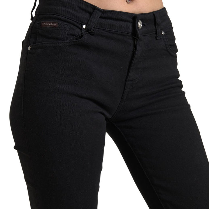 Dolce & Gabbana Black Cotton Mid Waist Skinny Denim Jeans