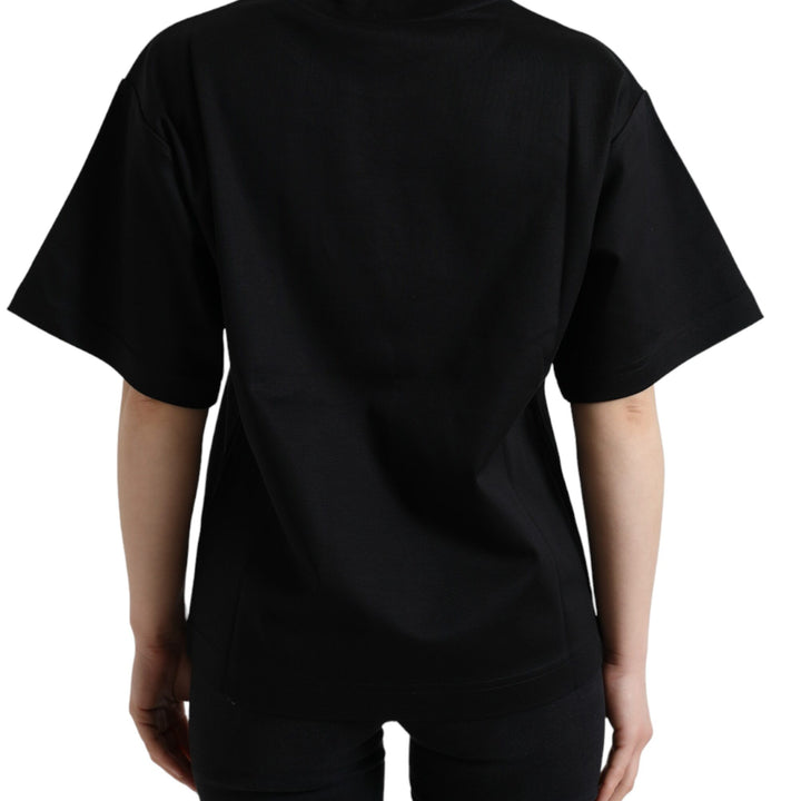 Dolce & Gabbana Black Cotton DG Crystal Crewneck Tee T-shirt