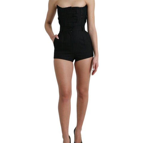 Dolce & Gabbana Black Bustier Romper Bodycom Jumpsuit Dress