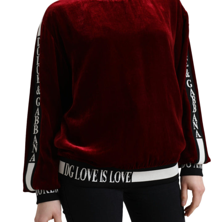 Dolce & Gabbana Bordeaux Velvet Crew Neck Pullover Sweater