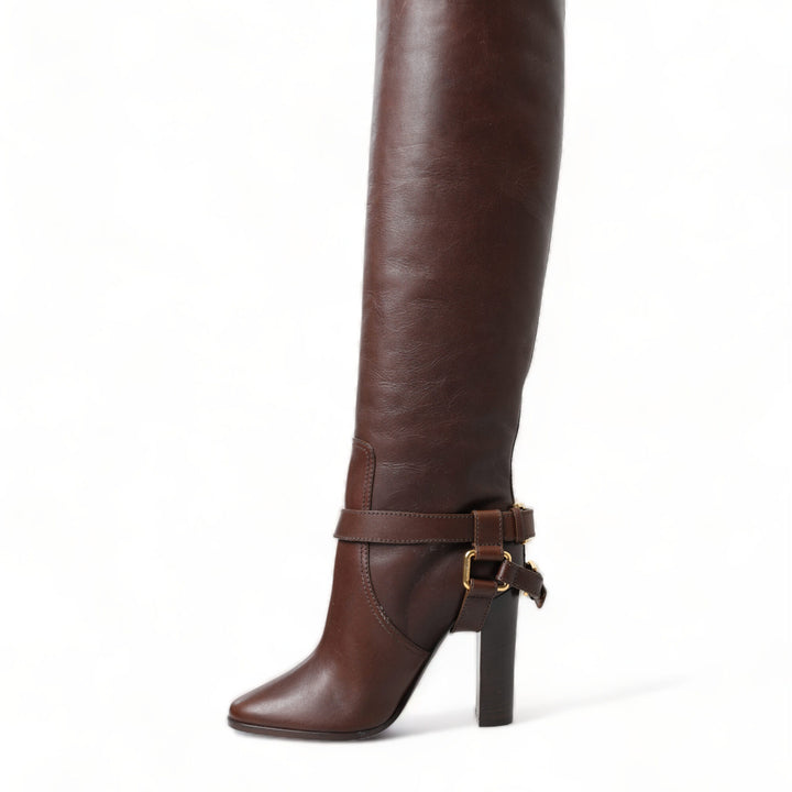 Dolce & Gabbana Brown Leather Zip Up Rider Boots Shoes