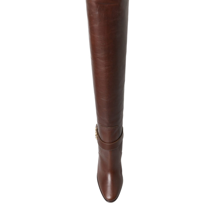 Dolce & Gabbana Brown Leather Zip Up Rider Boots Shoes