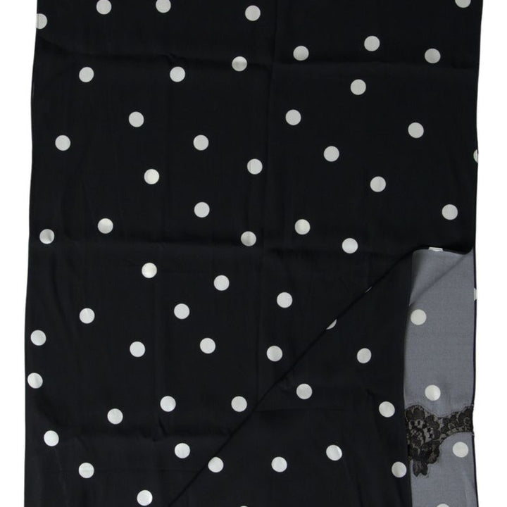 Dolce & Gabbana Black Polka Dots Silk Shawl Foulard Scarf