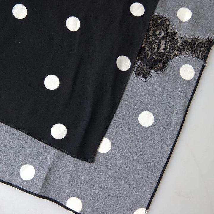 Dolce & Gabbana Black Polka Dots Silk Shawl Foulard Scarf