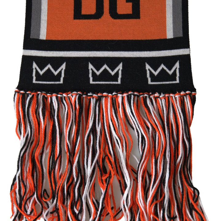 Dolce & Gabbana Multicolor Wool DG Royals Wrap Fringe Scarf