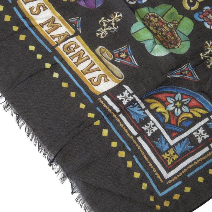 Dolce & Gabbana Multicolor Printed Shawl Wrap Fringe Scarf