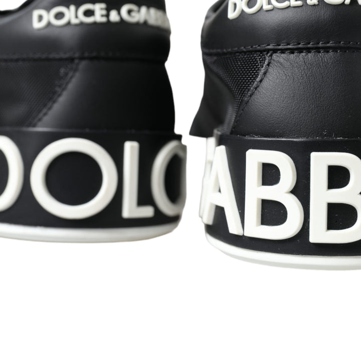 Dolce & Gabbana Black White Logo Mesh Sneakers Women Shoes