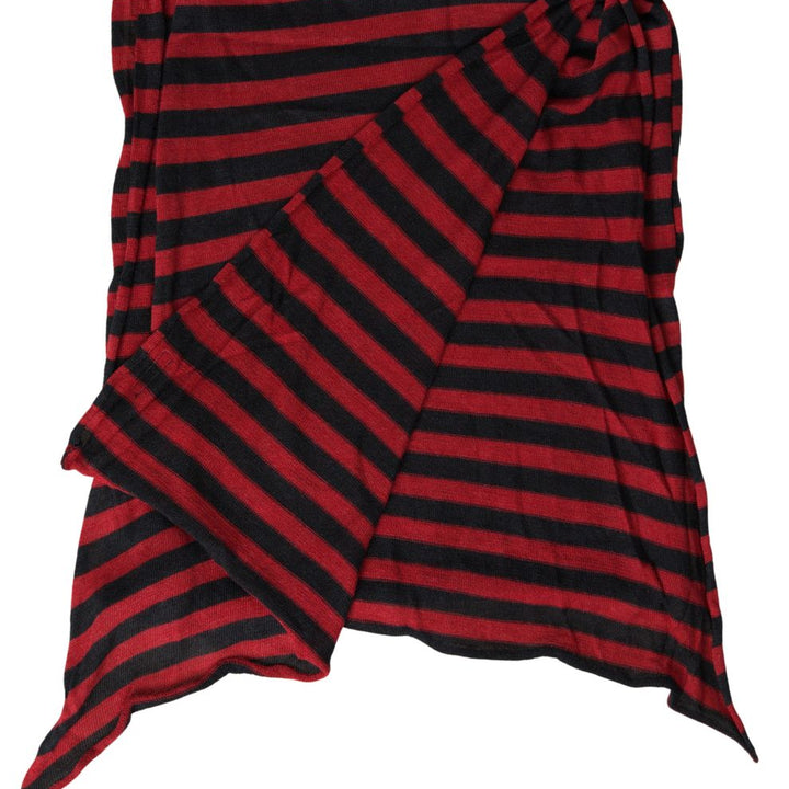 Dolce & Gabbana Red Black Stripes Acrylic Wrap Shawl Scarf