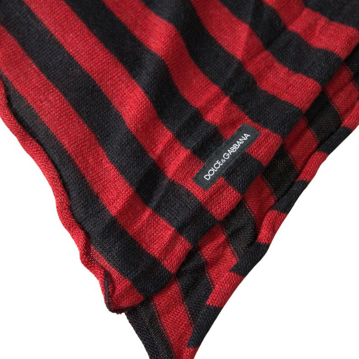 Dolce & Gabbana Red Black Stripes Acrylic Wrap Shawl Scarf