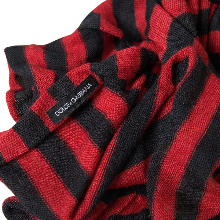 Dolce & Gabbana Red Black Stripes Acrylic Wrap Shawl Scarf