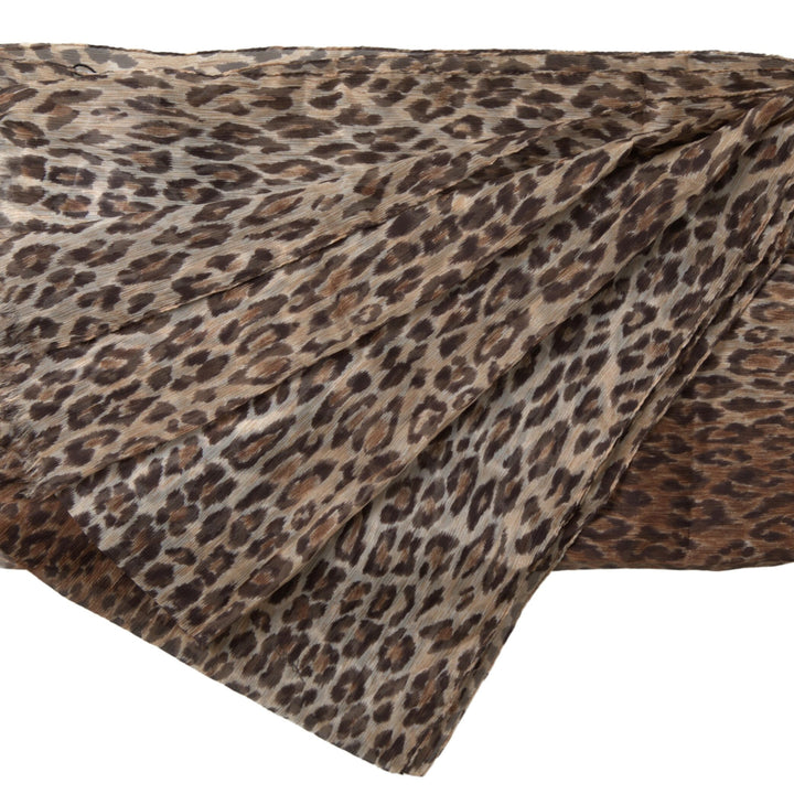 Dolce & Gabbana Brown Leopard Silk Shawl Wrap Foulard Scarf