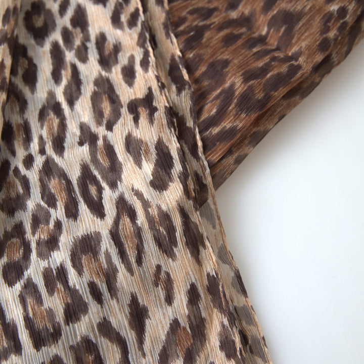 Dolce & Gabbana Brown Leopard Silk Shawl Wrap Foulard Scarf