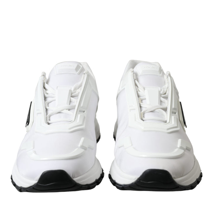 Prada White Re-Nylon Triangle Logo Low Top Sneakers Shoes