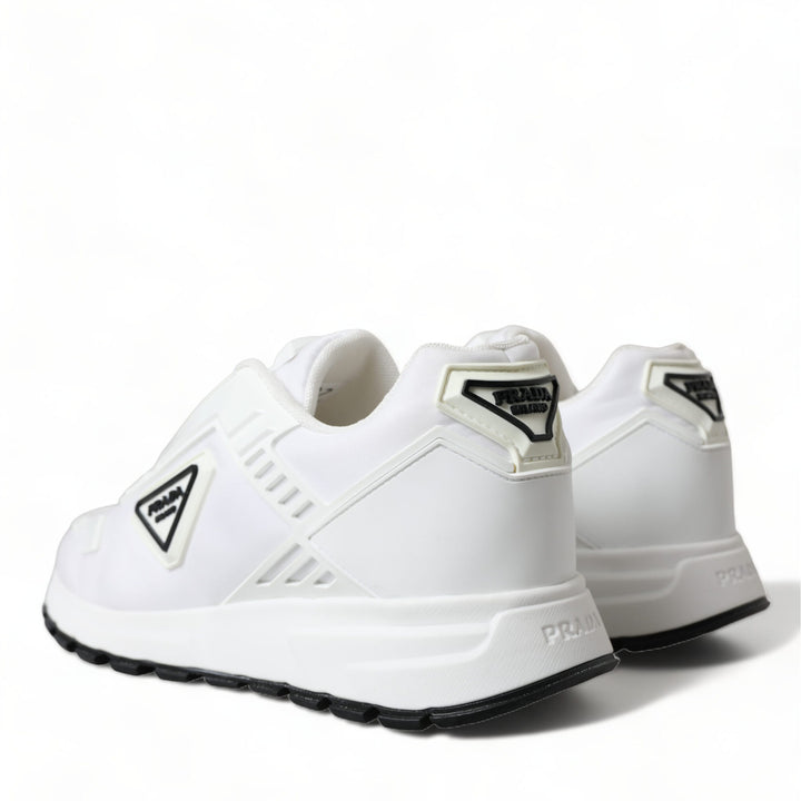 Prada White Re-Nylon Triangle Logo Low Top Sneakers Shoes