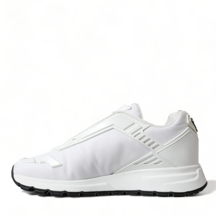 Prada White Re-Nylon Triangle Logo Low Top Sneakers Shoes