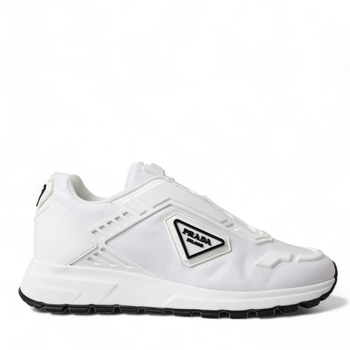 Prada White Re-Nylon Triangle Logo Low Top Sneakers Shoes