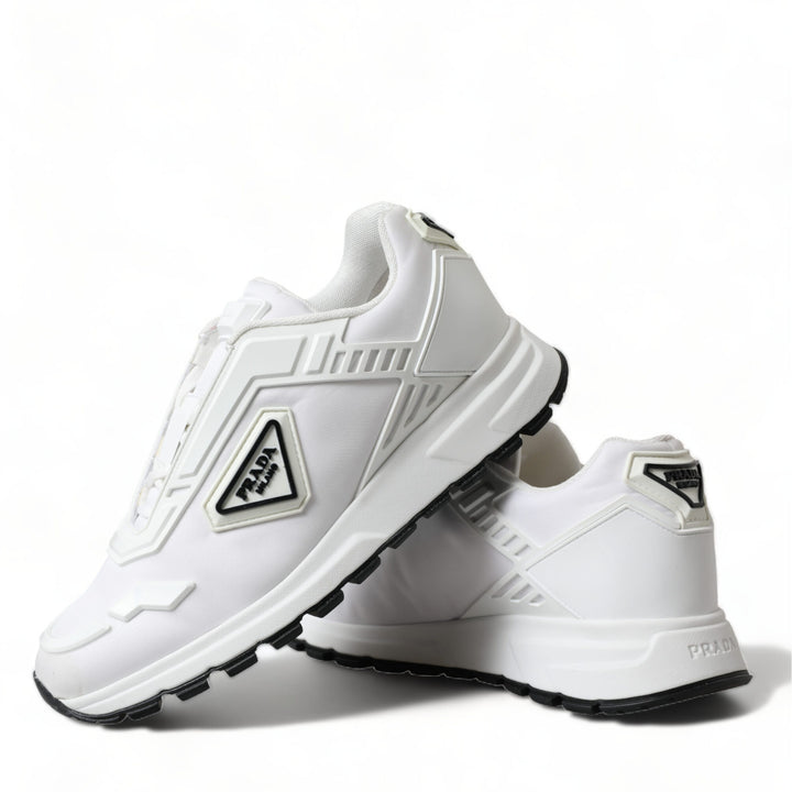 Prada White Re-Nylon Triangle Logo Low Top Sneakers Shoes