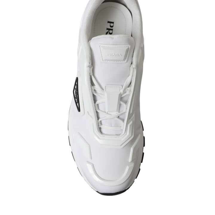 Prada White Re-Nylon Triangle Logo Low Top Sneakers Shoes