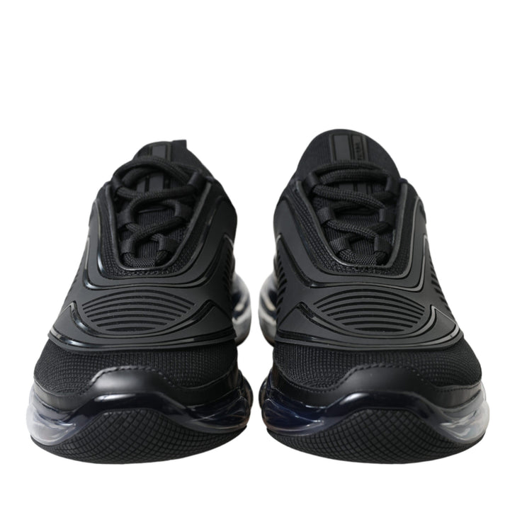 Prada Black Rubber Knit Slip On Low Top Sneakers Shoes