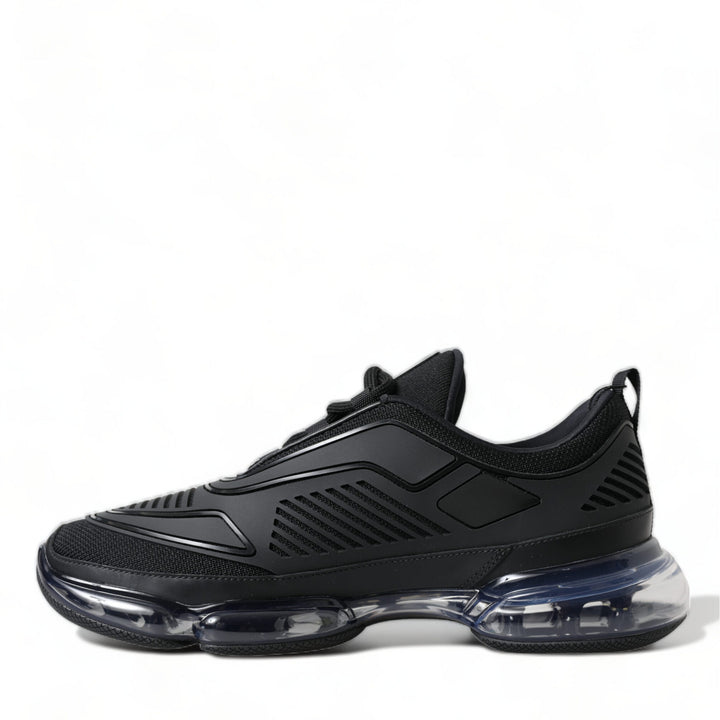 Prada Black Rubber Knit Slip On Low Top Sneakers Shoes