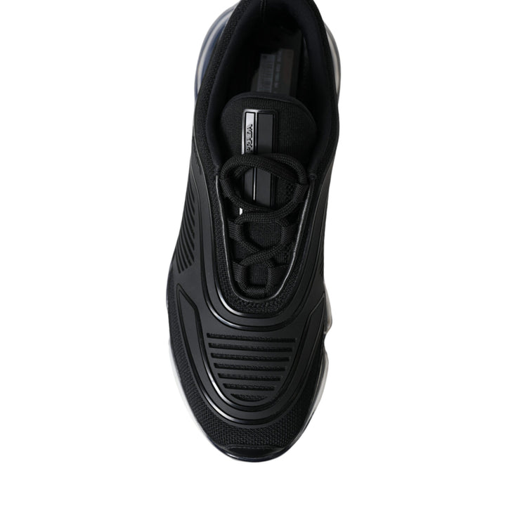 Prada Black Rubber Knit Slip On Low Top Sneakers Shoes