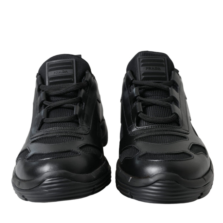 Prada Black Mesh Panel Low Top Twist Trainers Sneakers Shoes