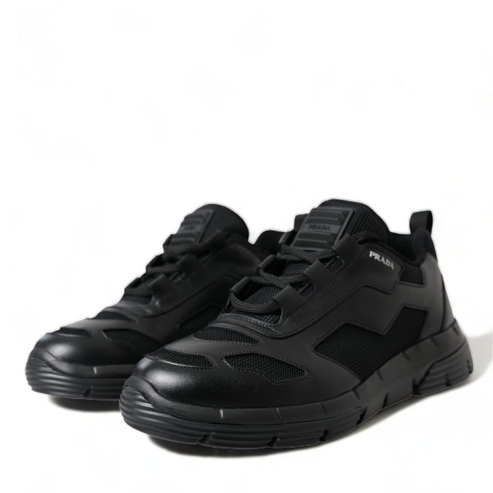 Prada Black Mesh Panel Low Top Twist Trainers Sneakers Shoes