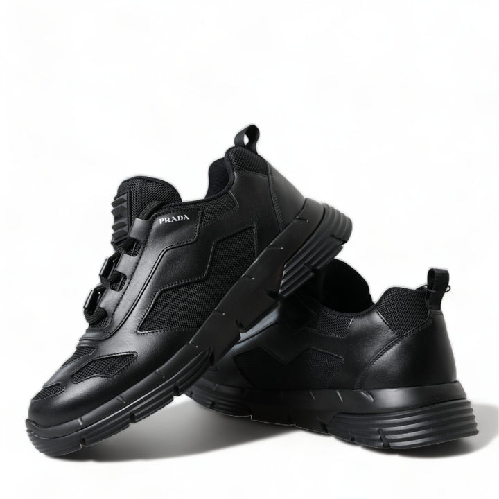 Prada Black Mesh Panel Low Top Twist Trainers Sneakers Shoes