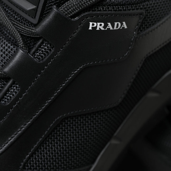 Prada Black Mesh Panel Low Top Twist Trainers Sneakers Shoes