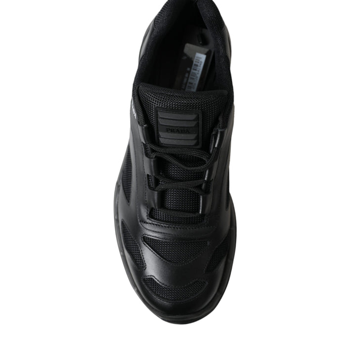 Prada Black Mesh Panel Low Top Twist Trainers Sneakers Shoes