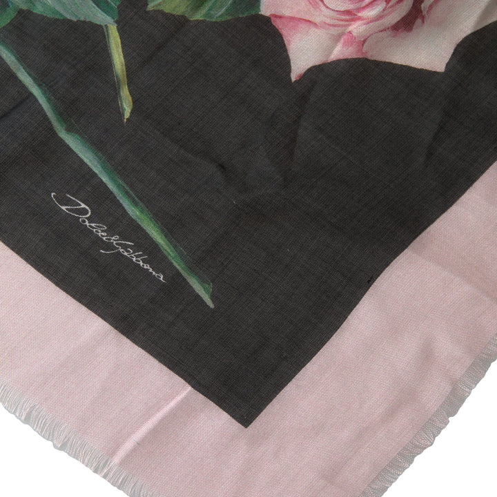 Dolce & Gabbana Multicolor Roses Square Shawl Wrap Scarf