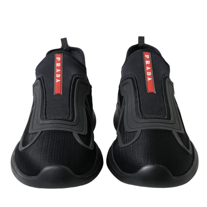 Prada Black Technical Bike Knit Slip On Men Sneakers Shoes