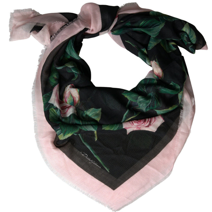 Dolce & Gabbana Multicolor Roses Square Shawl Wrap Scarf