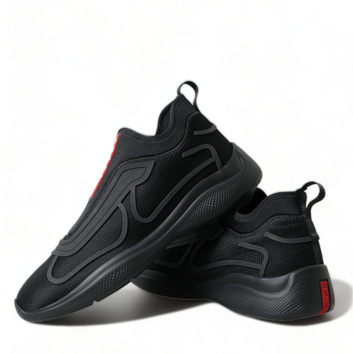 Prada Black Technical Bike Knit Slip On Men Sneakers Shoes