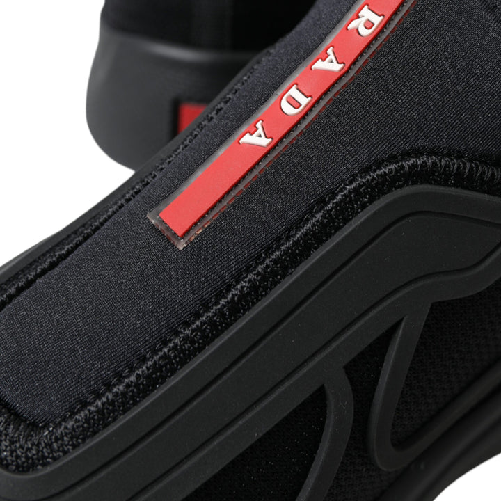 Prada Black Technical Bike Knit Slip On Men Sneakers Shoes