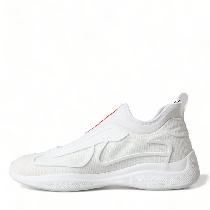 Prada White Technical 4E3521 Slip On Fabric Sneakers Shoes