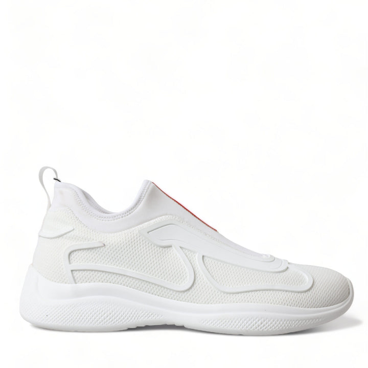 Prada White Technical 4E3521 Slip On Fabric Sneakers Shoes