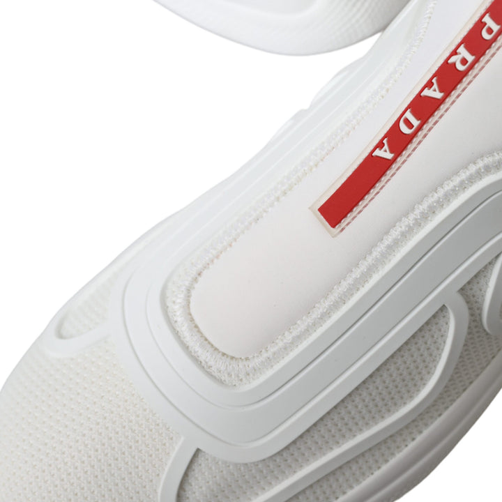 Prada White Technical 4E3521 Slip On Fabric Sneakers Shoes