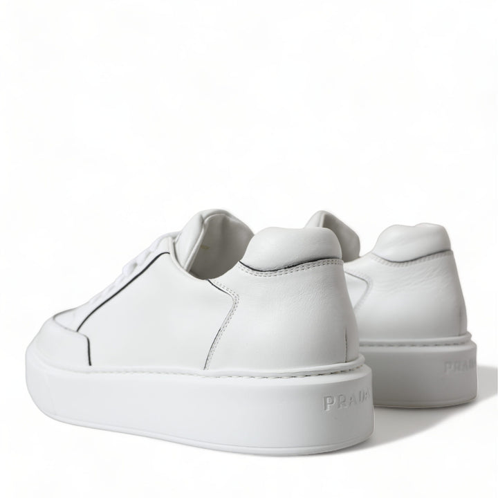 Prada White Leather Montana Low Top Lace Up Sneakers Shoes